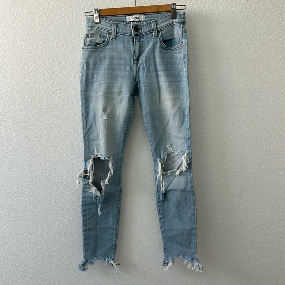pistola distressed denim ankle length size 24
